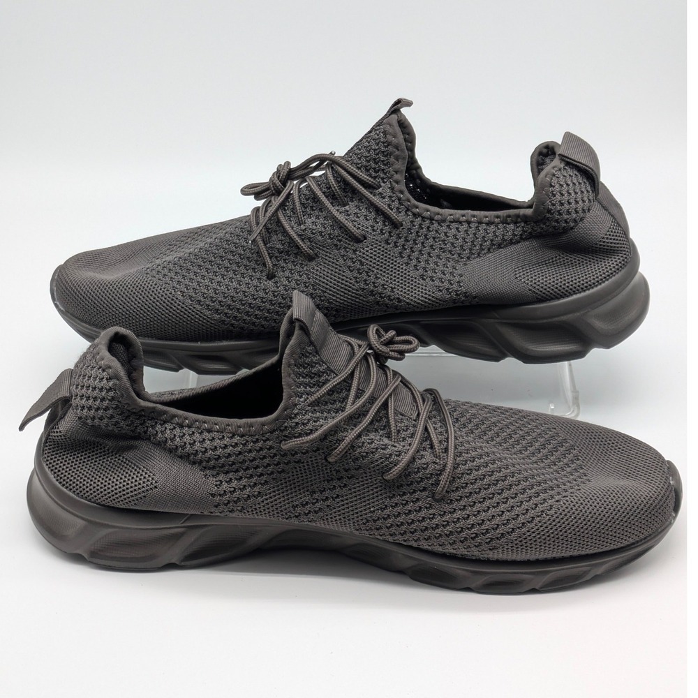 Mens Gray Knit Slip On Sneakers Size 48 Casual Comfort Walking Shoes Lightweight